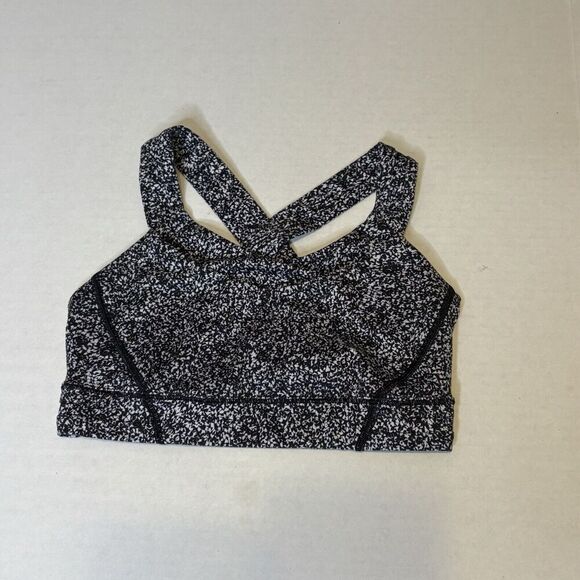 Lululemon Women’s Size 4 Rack Pack Sports Bra Black & White Pattern‎ Active Yoga - Picture 1 of 8